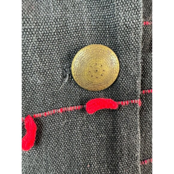 Vintage Black & Red Cactus Flower Jacket With Textured Knot Detailing & Brass Bu - Picture 4 of 16